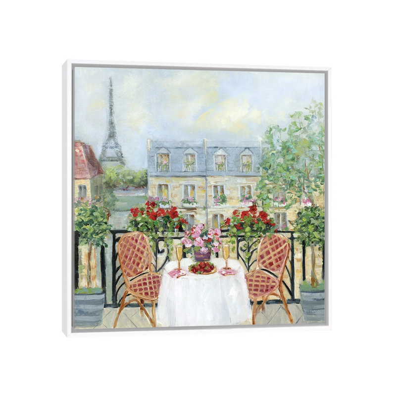 Toast to Paris par Sally Swatland - reproduction d'art, Pas de tapis, H 37 po x l 37 po x P 1,5 po, Toile blanche encadrée