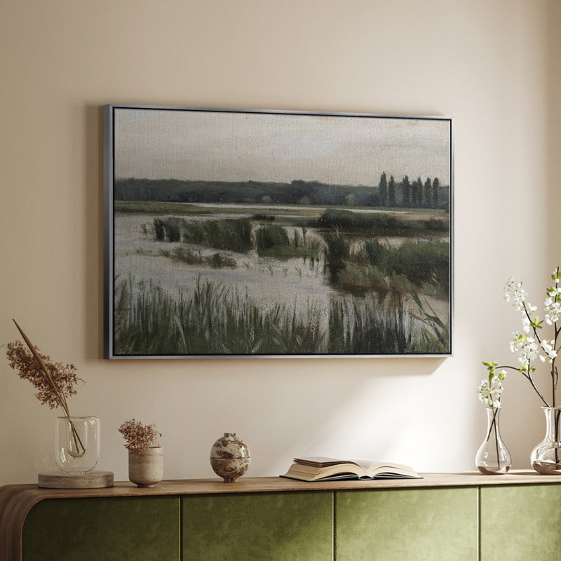Paysage rétro - XLI, H 27 po x l 41 po x P 2 po, Toile encadrée flottée blanche