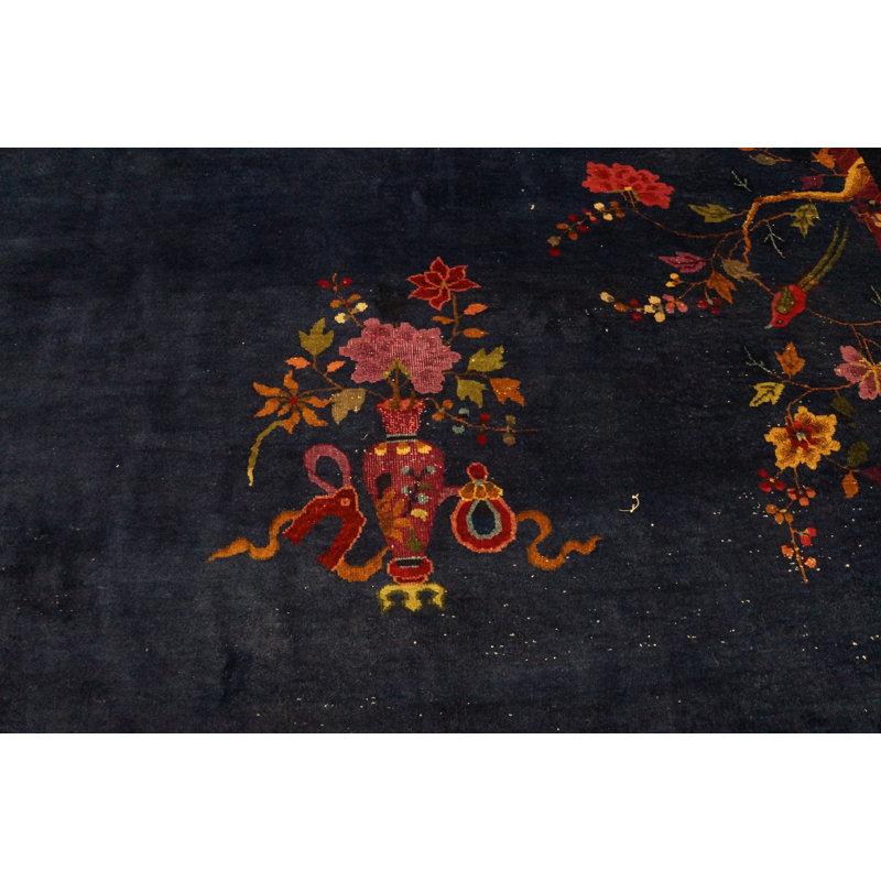 Tapis bleu marine antique antique Art Deco