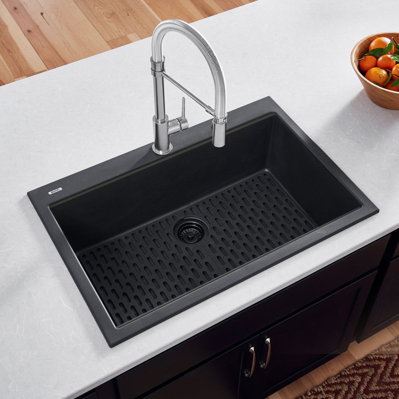 33" L x 22" W Dual Mount Kitchen Sink, Midnight Black, 1