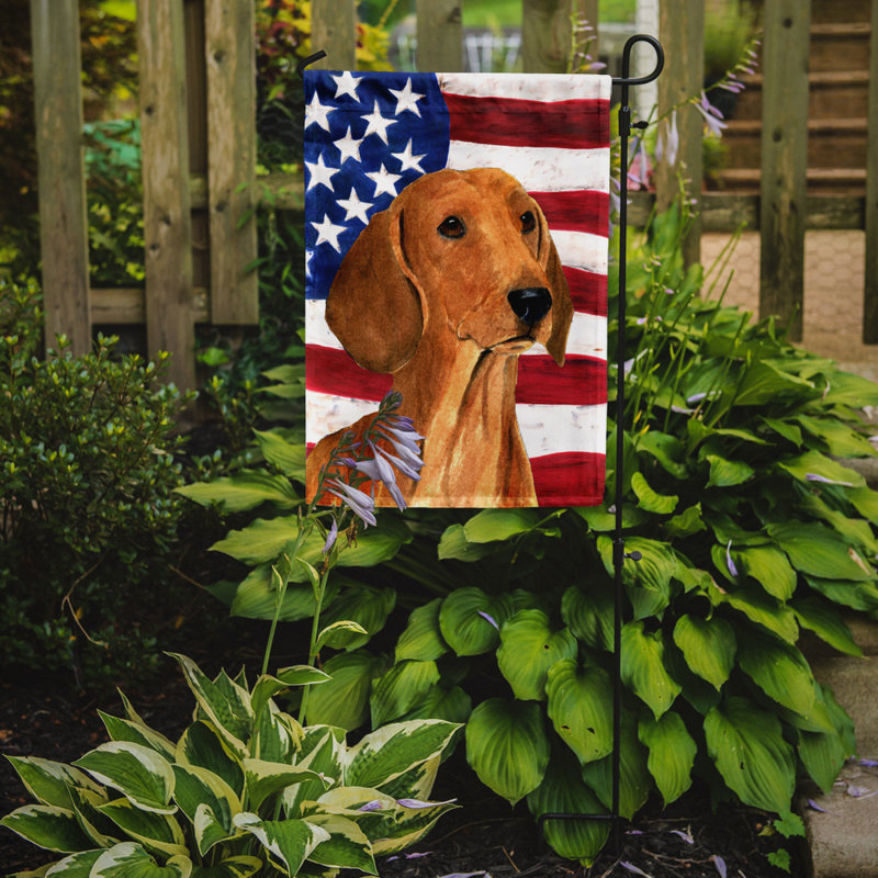 2 côtés en polyester de 2 côtés american drapeau de jardin, Teckel blond
