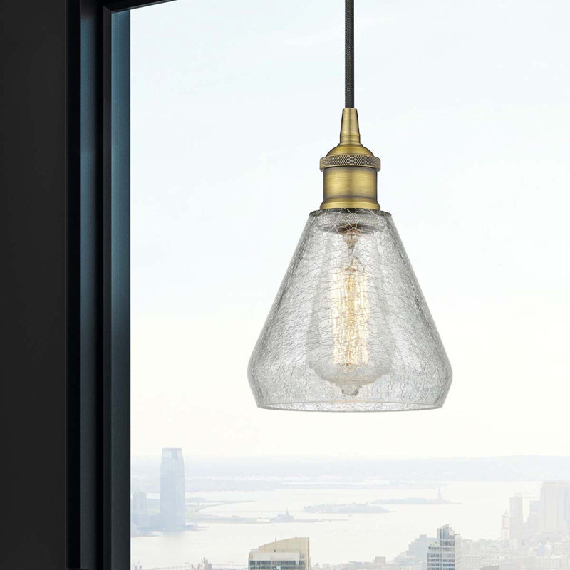 Luminaire suspendu conique à 1 lumière Petronille, Laiton brossé