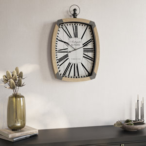 Kiara Wood Rectangle Farmhouse Style Wall Clock