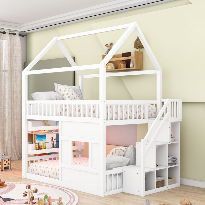 Lit maison avec éclairage à DEL intégré, Blanc