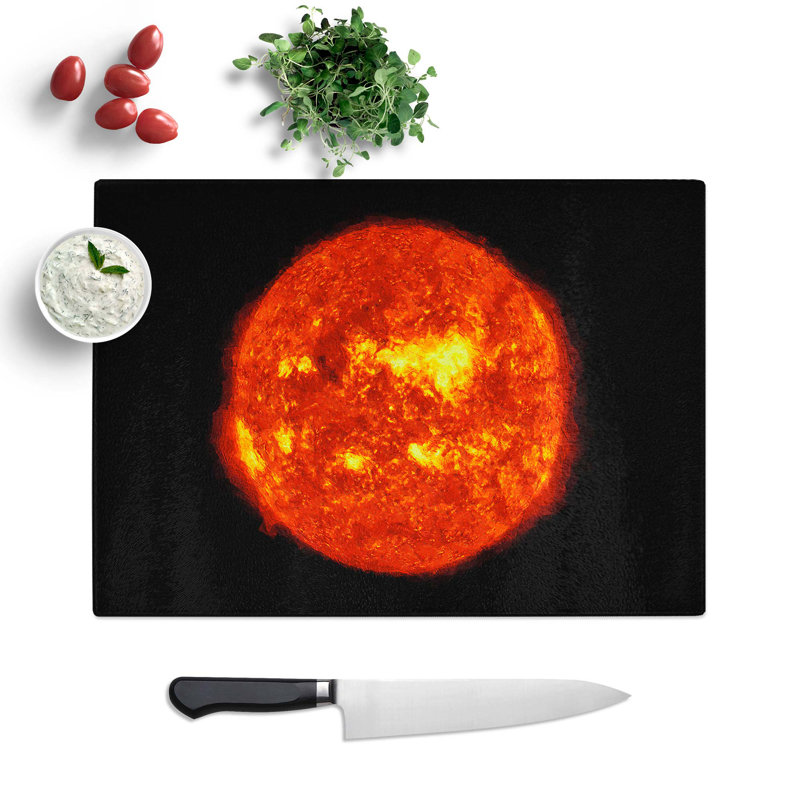 Tempered Glass The Face of the Sun Chopping Board, 28.5 cm W x 20 cm L