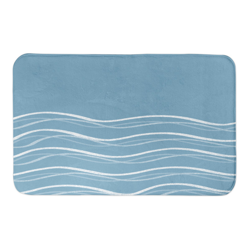 Linae Microfiber Non-Slip Bath Mat, Blue