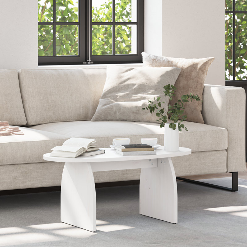 Coffee Table Solid Pine Wood Living Room Rustic Furniture Home Tables, White