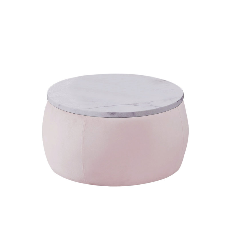 Table d'appoint ronde, table de bout avec rangement et plateau amovible, Rose