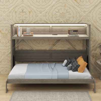 Lit escamotable simple TG avec bureau, lumière DEL et station de charge USB
