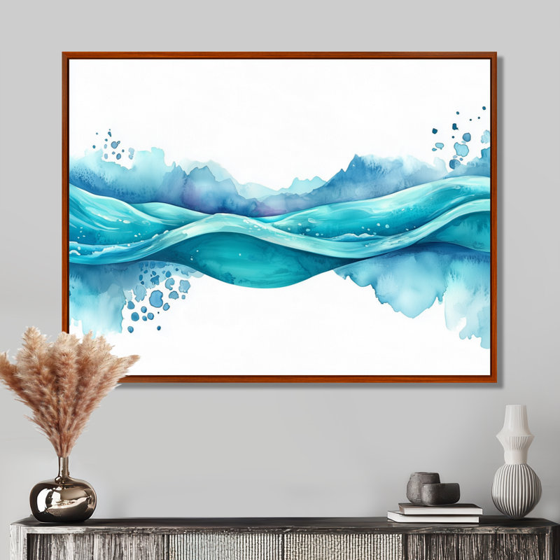 Onald Coastal Parallel Streams Waves I - Art abstrait au trait, paysage, art mural, H 34 po x l 44 po, Cadre flottant, Brun