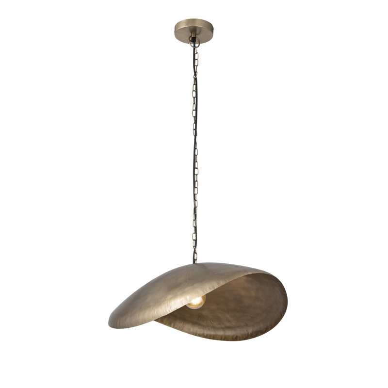 Luminaire suspendu en laiton antique Rouveroy, H 90 po x l 29,25 po, 1 lumière