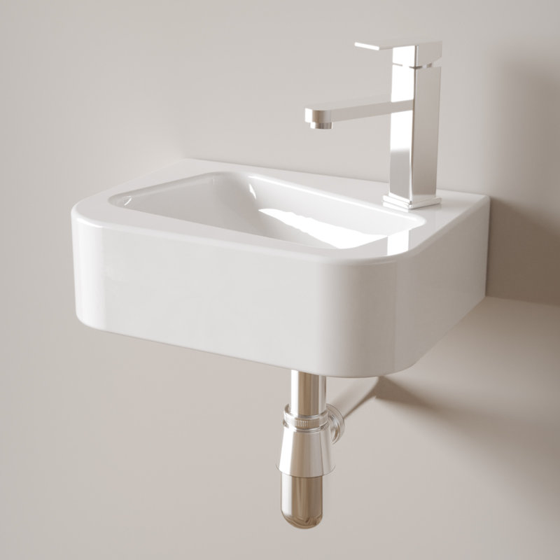 Modern Wall-Mounted Rectangular Vessel Sink for Bathroom Vanity