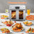 Plumchef 26QT Large Capacity French Double-Door Air Fryer Convection Toaster Oven, 1700W, 14 Preset Menus, 7-In-1 Multi-Function (Bake, Roast, Gril,Toast,Dehydrate&Defrost), Stainless Steel,Silvery