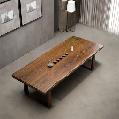 Table de salle à manger rectangulaire en bois massif brun clair