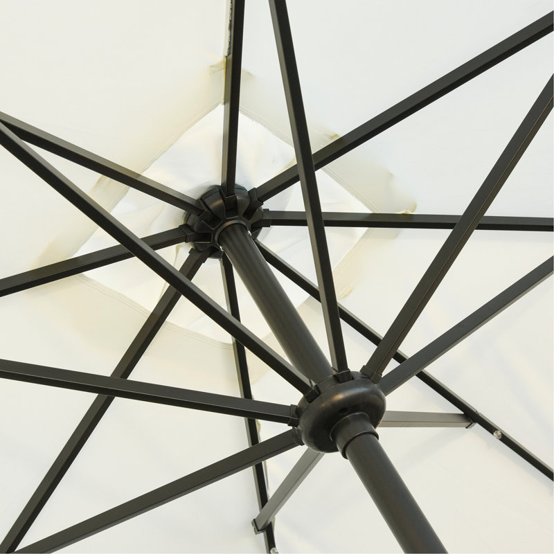 Parasol solaire à DEL 9 pi x 7 pi - inclinable et manivelle, abat-jour extérieur pour améliorer les espaces dans le jardin, la terrasse, le patio avec lumières de 7 pi, la fonctionnalité, divers espaces