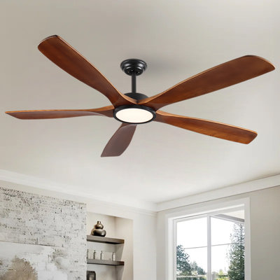 5-Blade LED Standard Ceiling Fan with Remote Control and Light Kit for Living Room