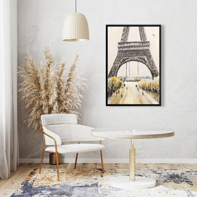 Eiffel Tower With Flying Birds Print On Canvas