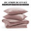 Microfiber Striped Duvet Cover Set with Matching Pillowcases and Stripe Fitted Sheet-117464232-117464242