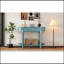 Élégante console rétro avec un design incurvé et un vernis lisse pour les entrées, les salons et les couloirs (vert turquoise)-118037853