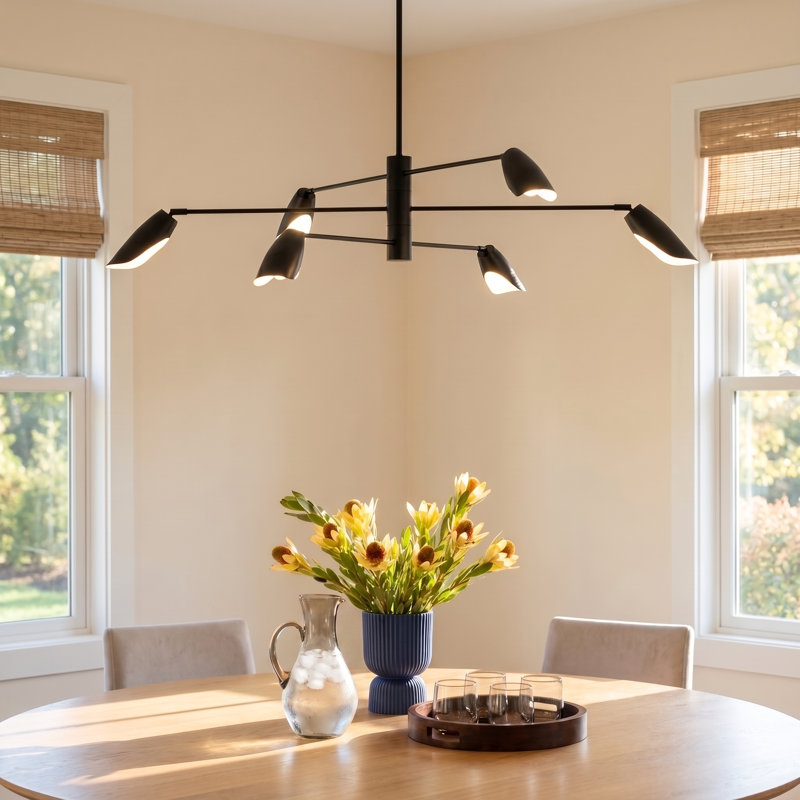 Bondy 6-Light Chandelier, Black, 11"H x 50"W x 50"D