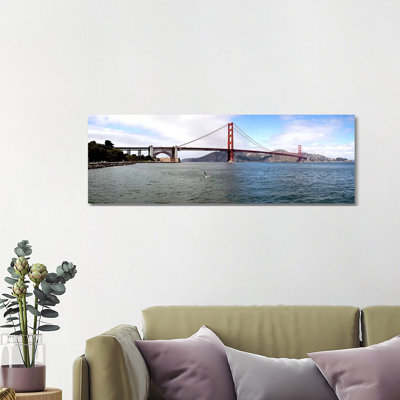 Suspension Bridge Across The Sea, Golden Gate Bridge, San Francisco, California, USA by Panoramic Images - Wrapped Canvas Panoramic Print