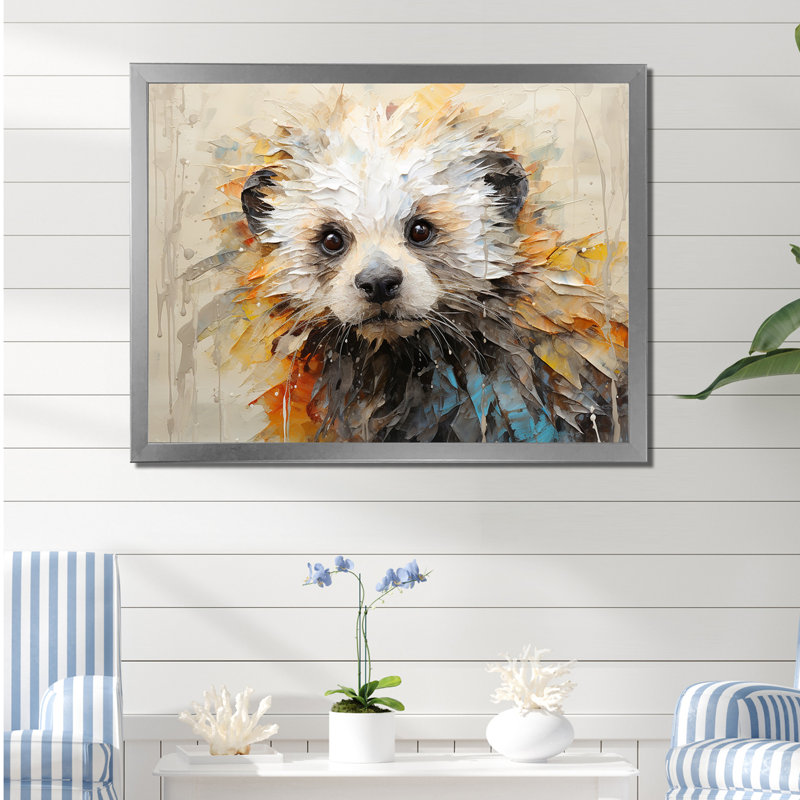 Loutre ludique - impressions sur toile, Cadre simple argenté, H 16 po x l 32 po x P 1 po