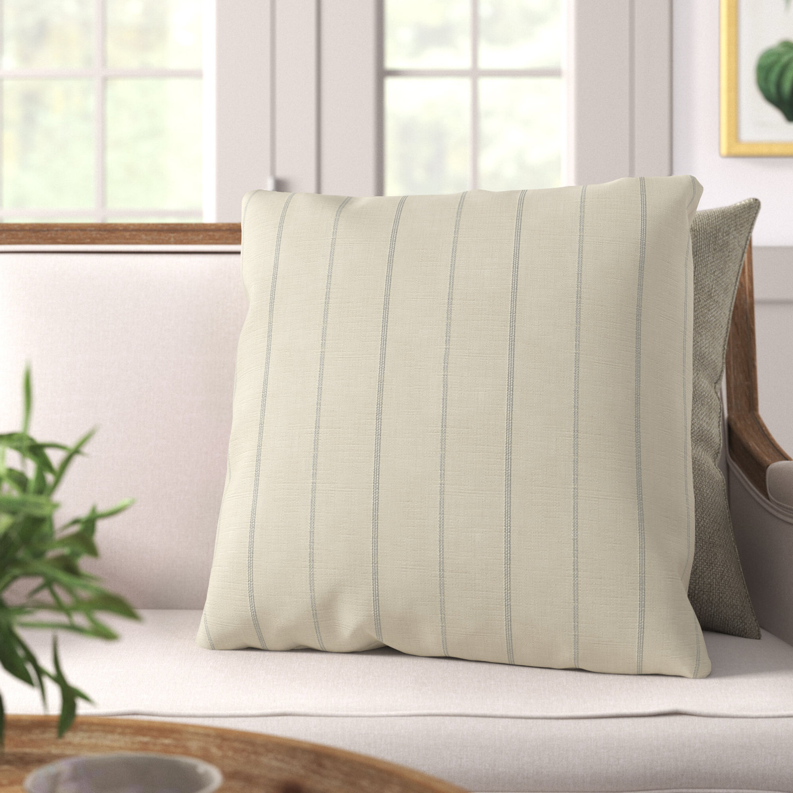 Clara Pillow Cover, 22" x 22", Blue, Feathers