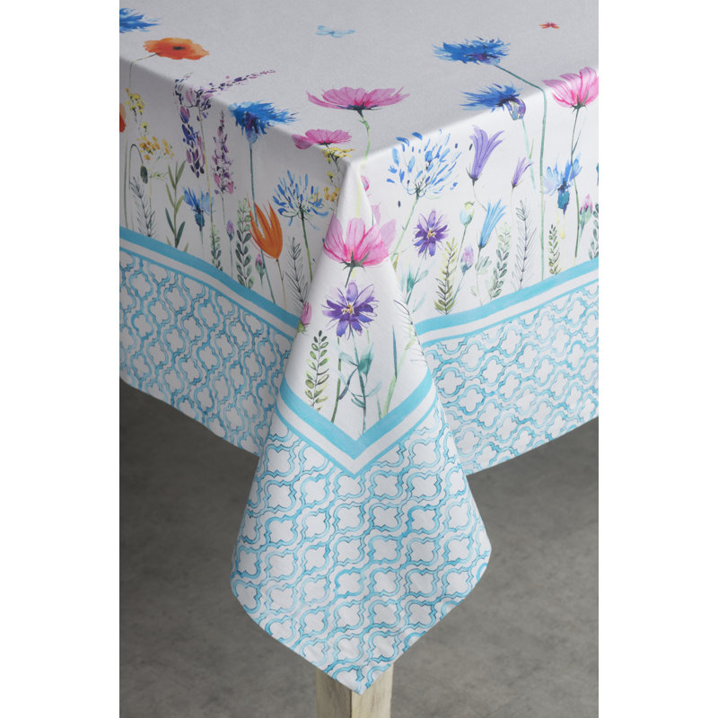Floral 100% Cotton Square Tablecloth, 60" L x 60" W