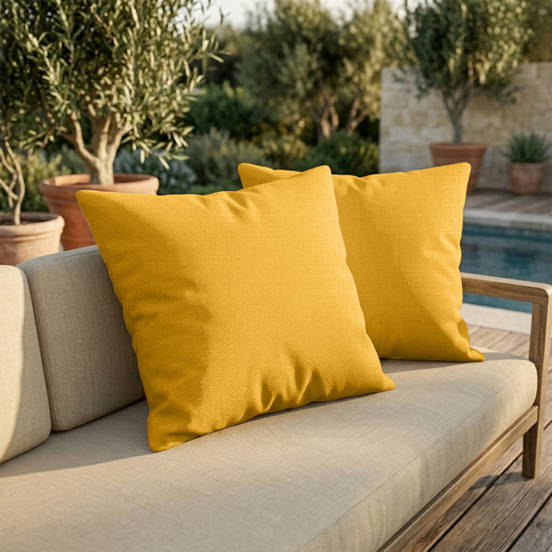 Housse de coussin d'extérieur carrée Sunbrella, H 16 po x l 16 po, Toile tournesol