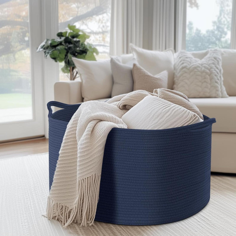 Laundry Basket with Handles, Blue
