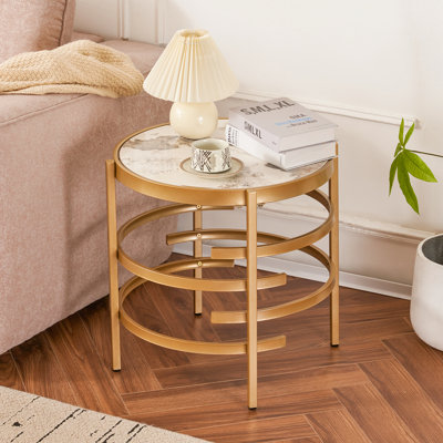 Round End Tables with Metal Frame for Living Room, Bedroom