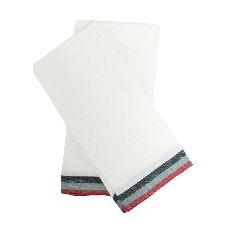 Camryn Stripe Tea Towel Kitchen Towel, White/Red/Gray/Black