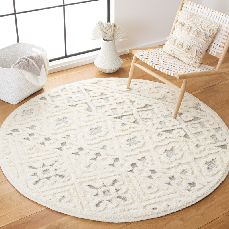 Tapis en laine et en coton touffeté à la main Neillsville, Rond 6 pi