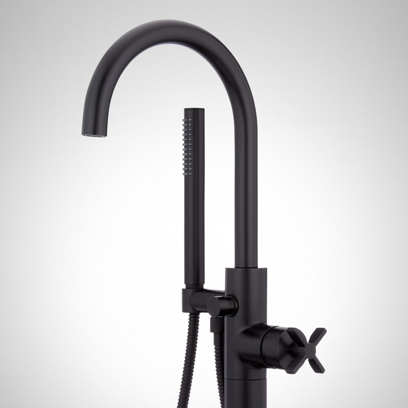 Vassor Floor Mounted Tub Filler Faucet and Valve, Matte Black