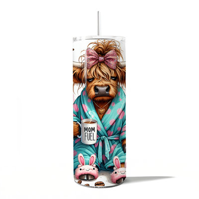 Highland Cow Mom Life 20oz Tumbler With Lid and Stainless Steel Straw, Sarcastic Motherhood Gift Cup