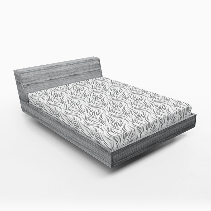 Ambesonne Nature Fitted Sheet Leaves Botanical Style Art, Charcoal Gray/White Abstract, King Fitted Sheet