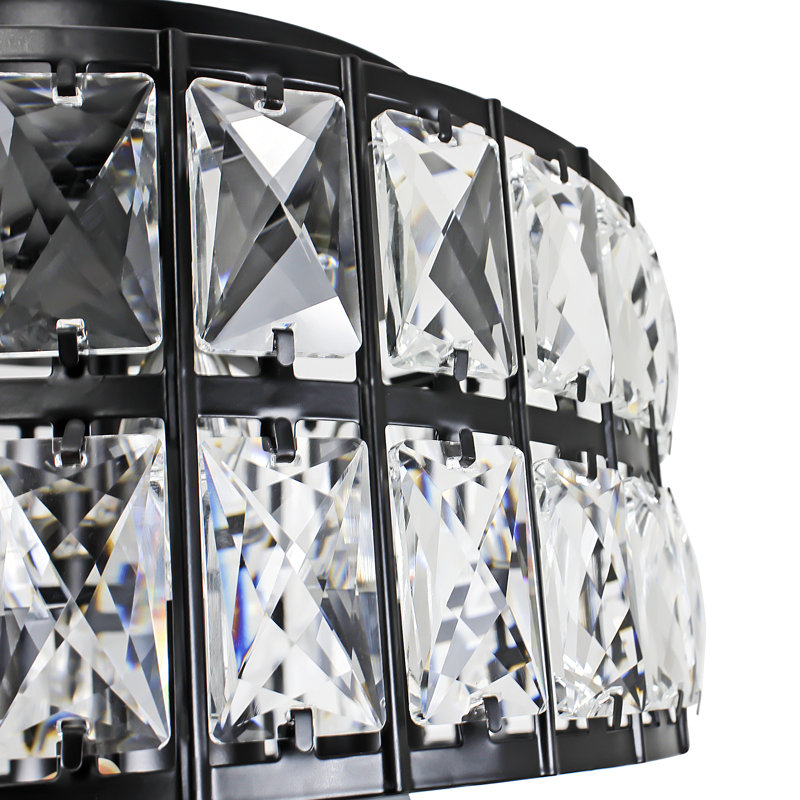 Plafonnier semi-encastré en cristal Jashaun, Noir mat