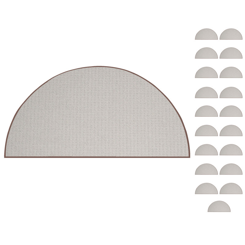 Ensemble de tapis géométriques touffetés en polyester à motif géométrique gris, Demi-cercle 1 pi 6 po x 3 pi