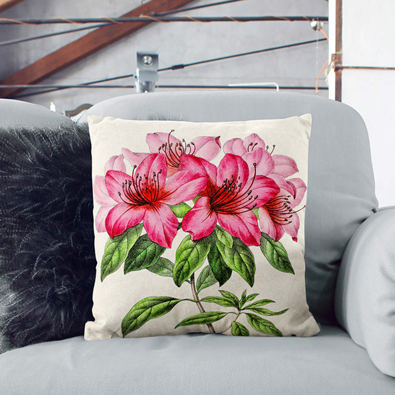 Floral Square Throw Cushion, 55cm H x 55cm W x 20cm D, Stone