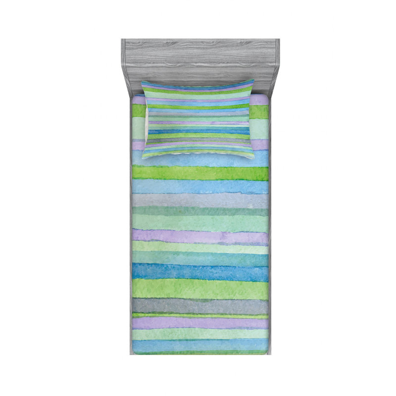 Twin Pink and Yellow Abstract Microfiber Sheet Set