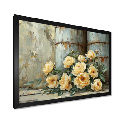 Ferme, pivoines par le grain de silo II - pivoines, art mural