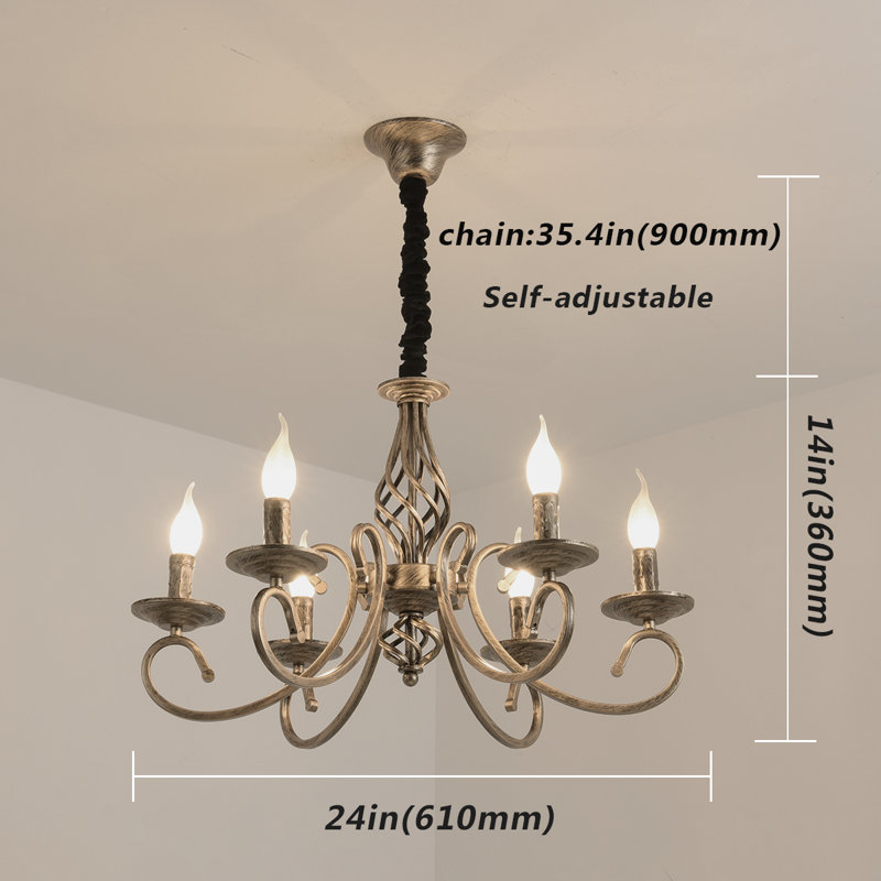 Pelchat 6 - Light Candle Style Chandelier, Rustic Bronze