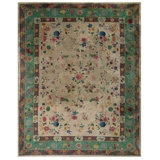 Antique Chinese - Art Deco Room Size Wool Ivory Rug