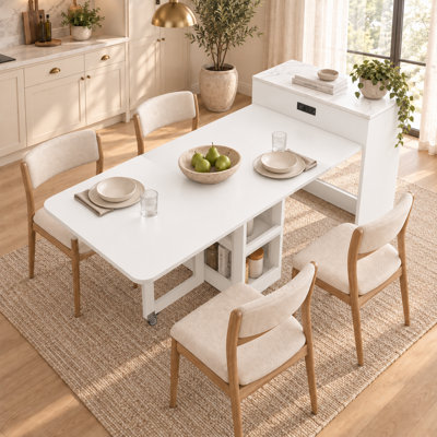 74 Inch Extendable Kitchen Island with Dining Table Power Outlet Storage and Locking Casters