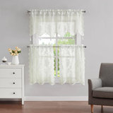 3 Piece Lace Kitchen Curtains And Valances Set, Includes 2 30" X 36" Kitchen Tiers & 54" X 22” Lace Valance With 6 Tassels