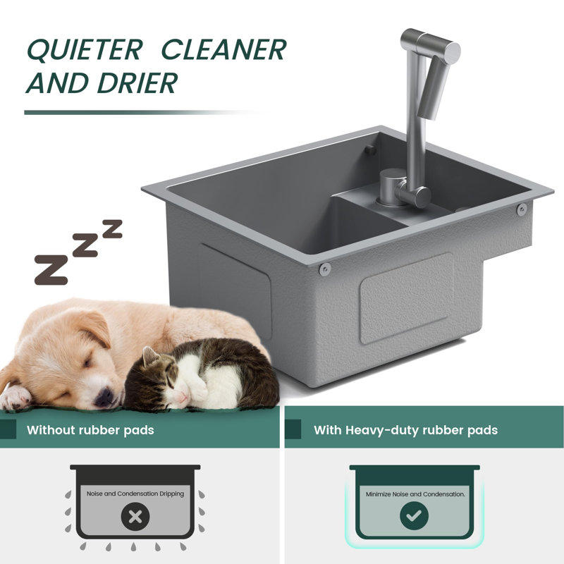 RV Kitchen Sink, 15 x 18 x 7 Inch Undermount Bar Sink Foldable Faucet Cutting Board, Gray