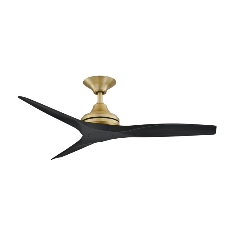 Spitfire 48 inch Indoor/Outdoor Ceiling Fan - Brushed Satin Brass with Black Blades, Black, Brushed Satin Brass