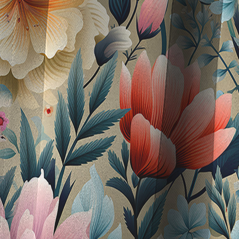 Motif botanique pastel arc-en-ciel - Rideau floral - Rideau occultant floral - 1 panneau, L 52 po x L 108 po