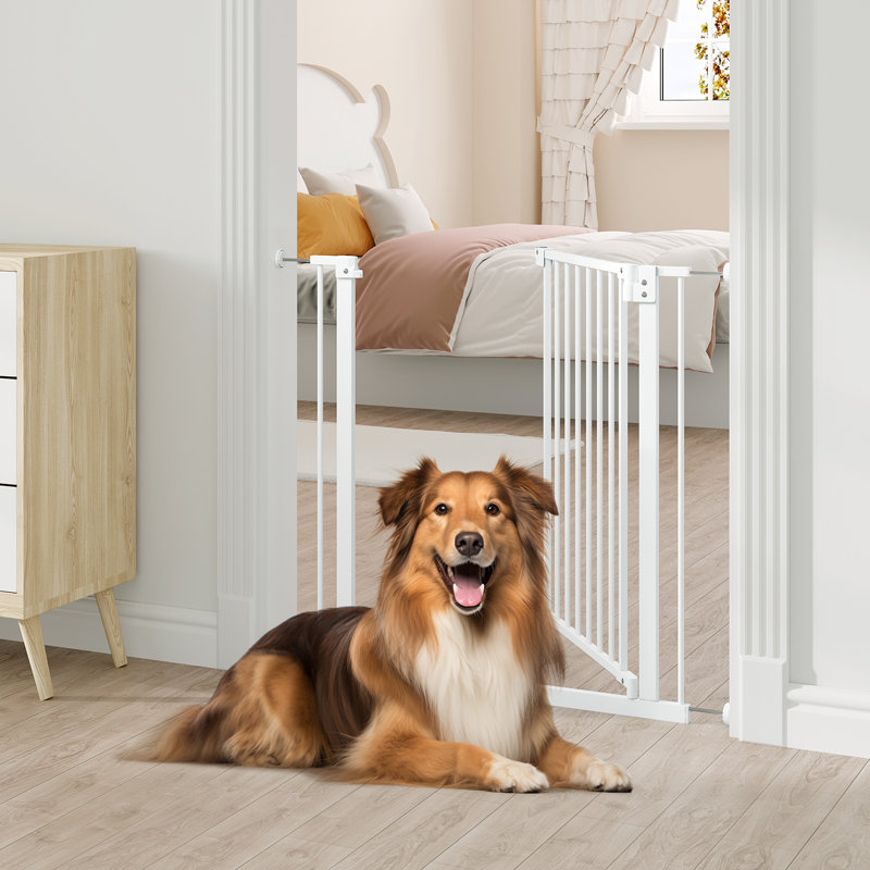 Metal Pressure Mounted Pet Gate, 76" H x 87" W x 5" D