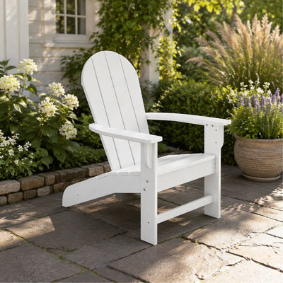 White Adirondack Chair – Premium HDPE Poly Lumber for Pool, Patio, and Garden Elegance
